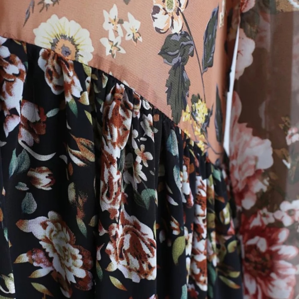 SOLD OUT Boho Fall Colors Chiffon Long Sleeve Dress - Picture 5 of 10